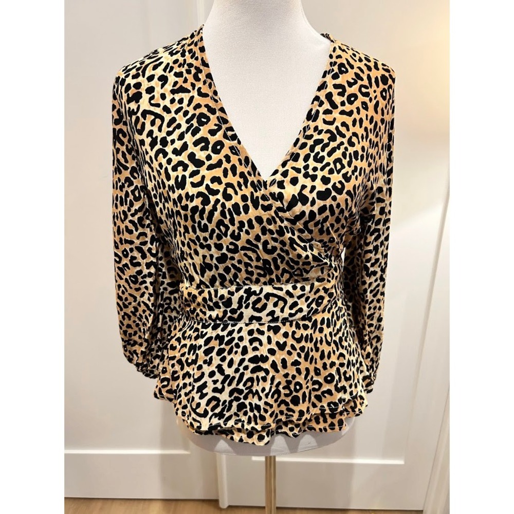 Women's Leopard Print Wrap Blouse Faithfull The‎ Brand Size 4 Sexy Chic